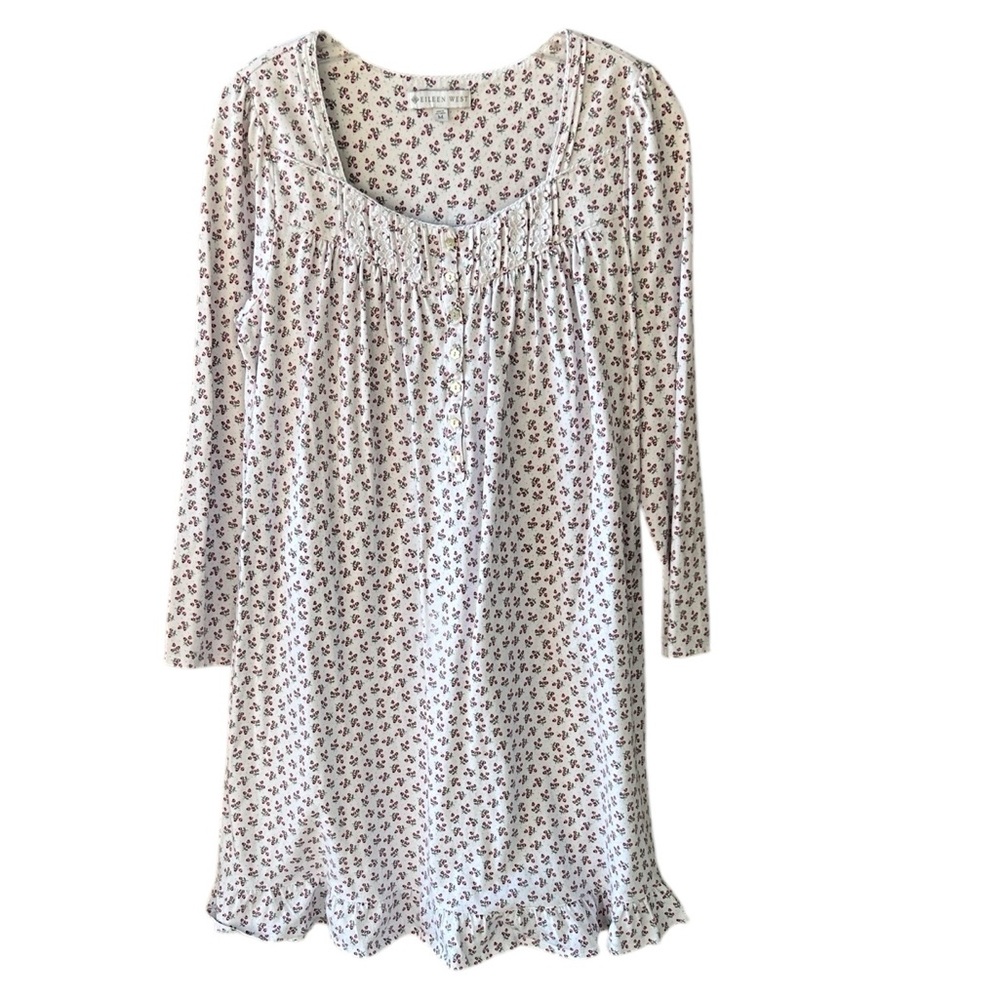 Eileen West Dainty Floral Sz M Cotton Night Gown
